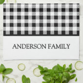 バッファロープレイドクリスマス白黒 キッチンタオル (折り畳み)