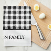 バッファロープレイドクリスマス白黒 キッチンタオル (四つ折り)
