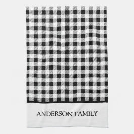 バッファロープレイドクリスマス白黒 キッチンタオル