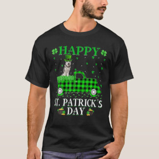 バッファロープレイドグリーントラックマラムートドッグセントパトリック Tシャツ