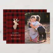 バッファロープレイドゴールデンディアーホリデーフォトカード シーズンカード (正面/裏面)