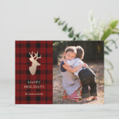 バッファロープレイドゴールデンディアーホリデーフォトカード シーズンカード (スタンド正面)