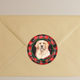 バッファロープレイドゴールデンレトリバードッグ差出人住所 ラウンドシール