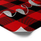 バッファロープレイドシルバースクリプトクリスマスウェルカム ポスター (角)