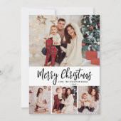 バッファロープレイドシンプル4フォトコラージュクリスマス シーズンカード (正面)