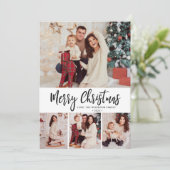 バッファロープレイドシンプル4フォトコラージュクリスマス シーズンカード (スタンド正面)