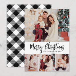 バッファロープレイドシンプル4フォトコラージュクリスマス シーズンカード