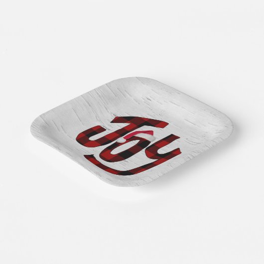 バッファロープレイドジョイオンホワイト樺の木 ペーパープレート (傾斜あり)