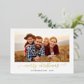 バッファロープレイドスクリプトメリークリスマスフォト 箔シーズンカード (立ち正面)