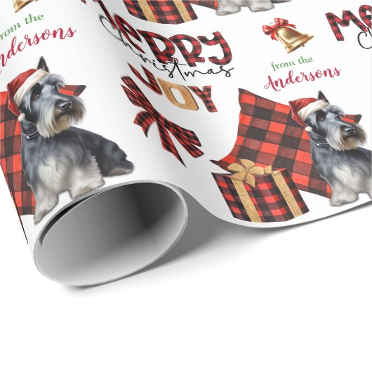 バッファロープレイドスコティッシュテリア犬のクリスマス ラッピングペーパー (ロールコーナー)