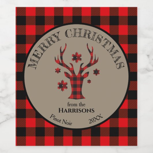 バッファロープレイドスノーフレークアントラーディアー ワインラベル (シングルラベル)