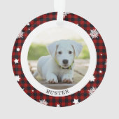 バッファロープレイドスノーフレーク初めてのクリスマス写真 オーナメント (裏面)