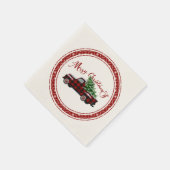 バッファロープレイドスノーヴィンテージトラック スタンダードカクテルナプキン (角)