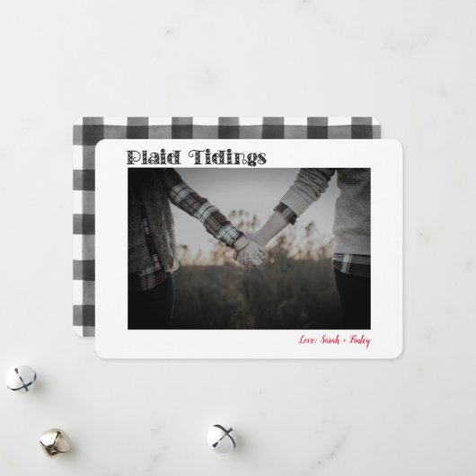 バッファロープレイドタイディング1または2フォトホリデーカード シーズンカード (正面/裏面インサイチュ)