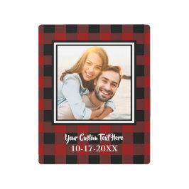 バッファロープレイドチェックあなたの写真の追加カスタムテンプレート メタルプリント