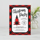 バッファロープレイドツリークリスマスパーティの招待状 招待状 (スタンド正面)