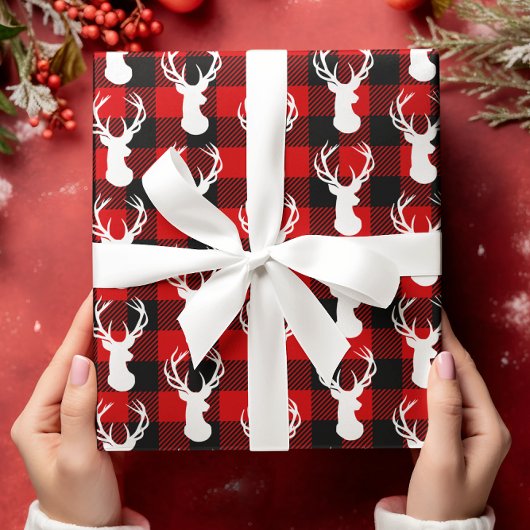 バッファロープレイドディアカントリー素朴ウッドランド ラッピングペーパー
