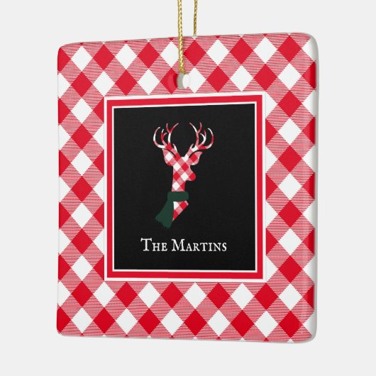 バッファロープレイドディアクパーソナライズされたリスマス セラミックオーナメント (左)