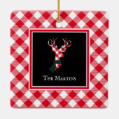 バッファロープレイドディアクパーソナライズされたリスマス セラミックオーナメント (裏面)