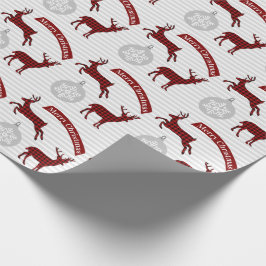 バッファロープレイドディアクリスマスラッピング紙 ラッピングペーパー