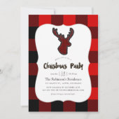 バッファロープレイドディアスクラップブックモチーフのクリスマスパーティー 招待状 (正面)