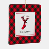 バッファロープレイドディアレッドクリスマパーソナライズされたス セラミックオーナメント (右)