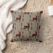 バッファロープレイドディアーオンタンリバーシブル クッション (ブランケット)