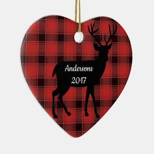 バッファロープレイドディアーデザインオーナメント セラミックオーナメント (右)