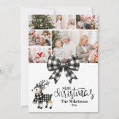 バッファロープレイドトナカイ家族の写真クリスマス シーズンカード (正面)