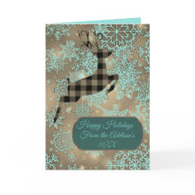 バッファロープレイドトナカイ雪片の折り畳みカード