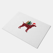 バッファロープレイドドイツのポインタ犬の木クリスマスパ ドアマット (アングル)