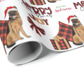 バッファロープレイドドイツ羊飼い犬のクリスマス ラッピングペーパー (ロールコーナー)