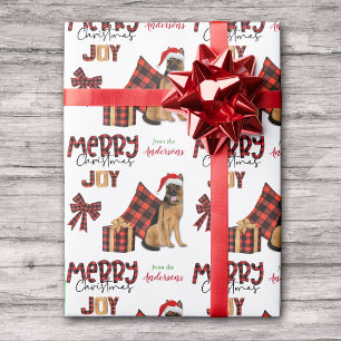 バッファロープレイドドイツ羊飼い犬のクリスマス ラッピングペーパー