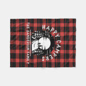 バッファロープレイドハッピーキャンパーズファミリーネームキャンプ フリースブランケット (正面(横))