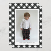 バッファロープレイドハッピーホリデイズカードフォークリスマス シーズンカード (正面/裏面)