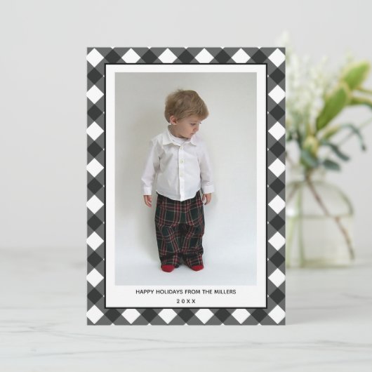 バッファロープレイドハッピーホリデイズカードフォークリスマス シーズンカード (スタンド正面)