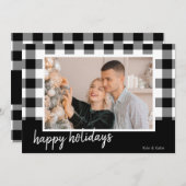バッファロープレイドハッピーホリデーズフォトクリスマスカード (正面/裏面)