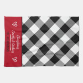 バッファロープレイドハートクリスマスカロルとクッキーK キッチンタオル (横)