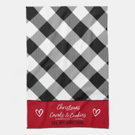 バッファロープレイドハートクリスマスカロルとクッキーK キッチンタオル