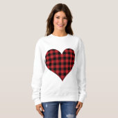 バッファロープレイドハートバレンタインデーラブフード付きスウェットシャツ スウェットシャツ (正面フル)