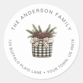 バッファロープレイドバスケット差出人住所白 ラウンドシール