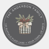 バッファロープレイドバスケット差出人住所 ラウンドシール (正面)