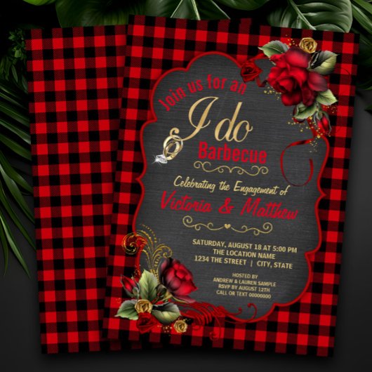 バッファロープレイドバーベキュー婚約パーティ 招待状