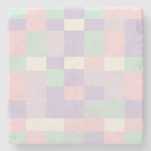 バッファロープレイドパステルコタ素朴ージェコアテーブル ストーンコースター (正面)