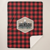 バッファロープレイドパーソナライズされたベビーブランケット シェルパブランケット (正面)