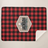 バッファロープレイドパーソナライズされたベビーブランケット シェルパブランケット (正面(横))