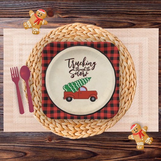 バッファロープレイドパーティープレート ペーパープレート