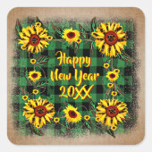 バッファロープレイドヒマワリ新年20xx スクエアシール (正面)