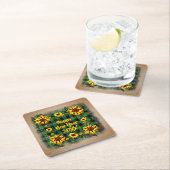 バッファロープレイドヒマワリ新年20xx スクエアペーパーコースター (インサイチュ)