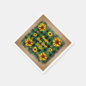 バッファロープレイドヒマワリ新年20xx スタンダードカクテルナプキン (角)